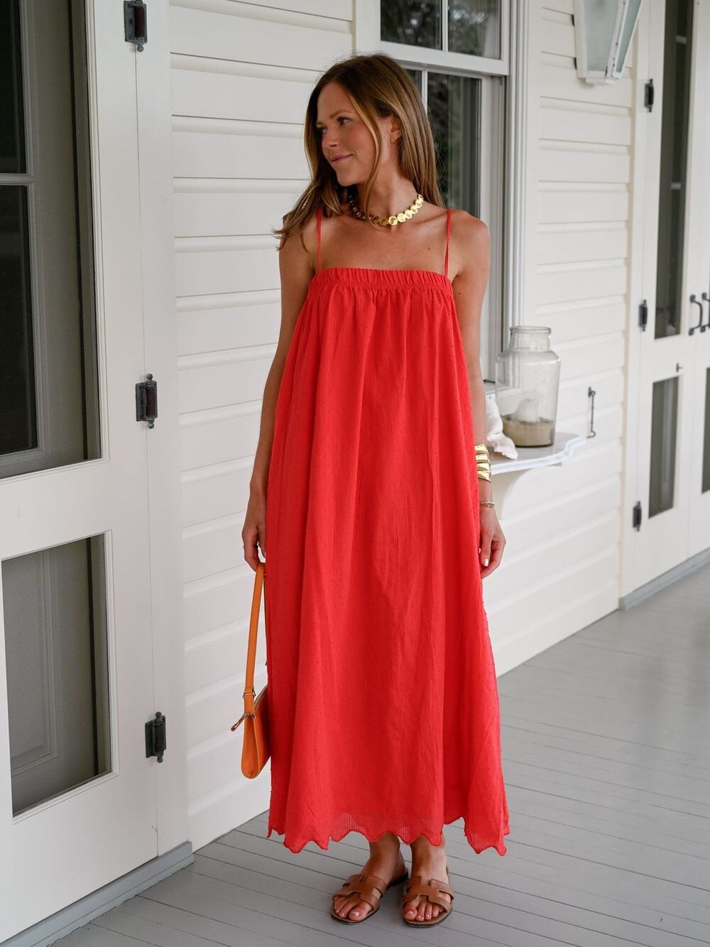 Darling Women’s Barrett Maxi Dress Red Swiss Dot Size M Coquette Tank Dress